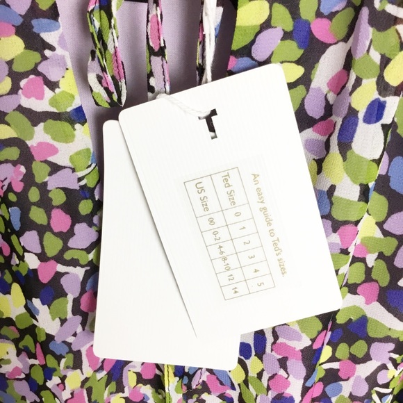 NWT TED  BAKER US Karliie Abstract Floral Confetti Dot Tiered Mini Dress 2XL 6 - Picture 6 of 11